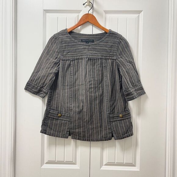 Marc By Marc Jacobs Gray Striped Blouse - Picture 1 of 11